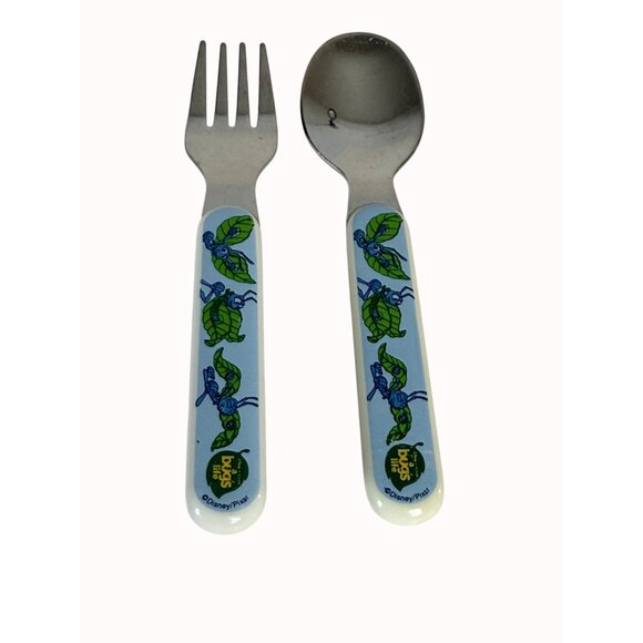 Disney Pixar A Bugs Life Childrens Fork Spoon Set Stainless Steel Toddler Utensi - Picture 6 of 12